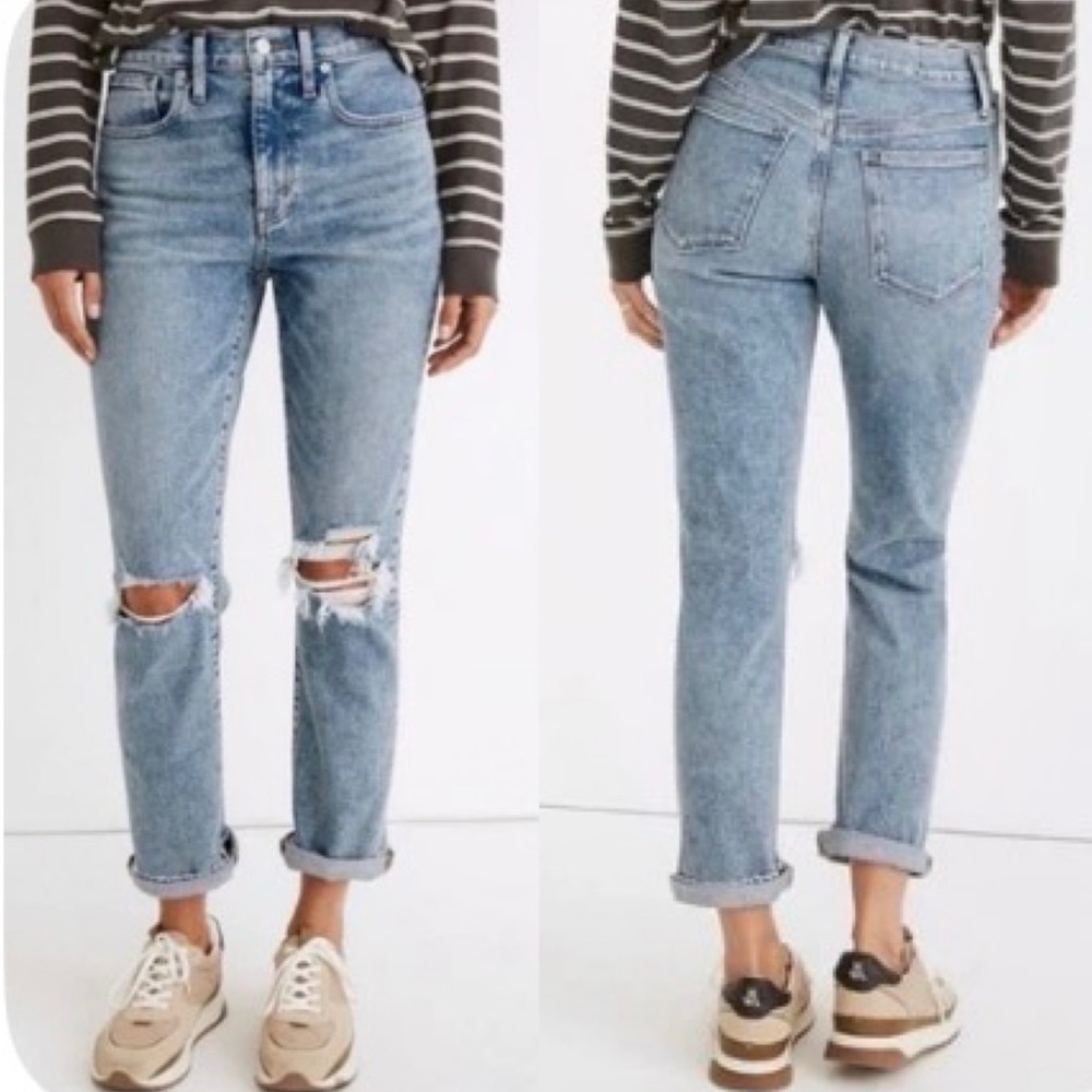 Madewell Roadtripper Slim Boy Jeans size 26P Ripped Distressed style NC464‎